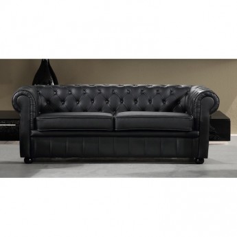 Chesterfield Black Leather Couch