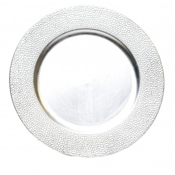 Round Charger – Silver Pebbled