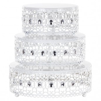 White Lace Cake Stands w/ Jewels