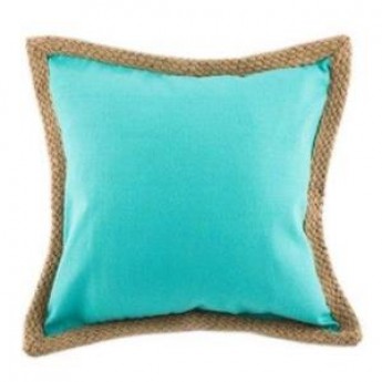 TURQUOISE CANVAS PILLOWS WITH JUTE