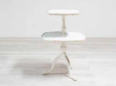 Two Tier Ornate White Table