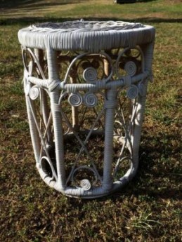 White Rattan Side Table