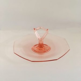 Vintage Pink Handle Glass Plate