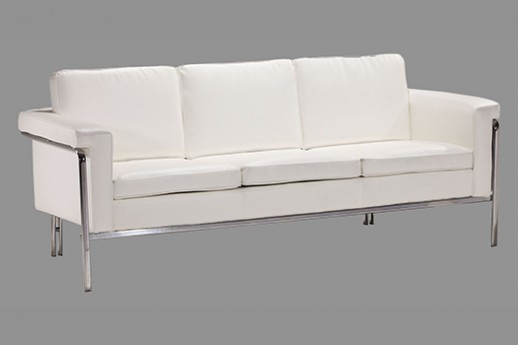 White Leather Couch, Chrome Frame