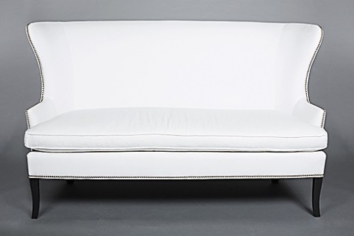 Couch, White Fabric Settee