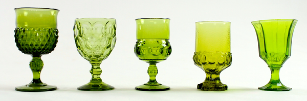 ASSORTED GREEN GOBLETS