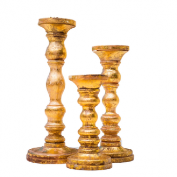 GOLD LEAFED CANDLEHOLDERS - SMALL
