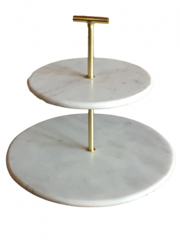 MARBLE TWO-TIER DESSERT TRAY