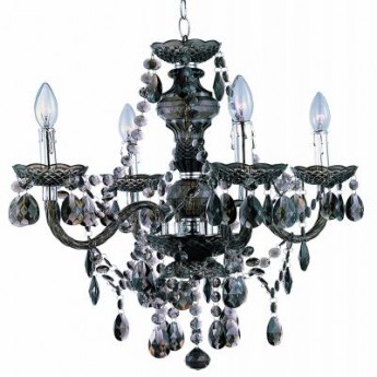4 Light Black Smoked Acrylic Chandelier 22in x 23in