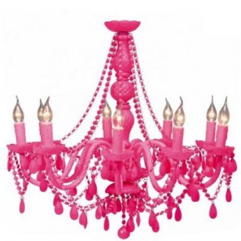18 Light Crystal Glass Chandelier Red 40in x 38in
