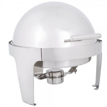 6.5 Qt. Round Roll Top Chafer with Chrome Trim Chaffing