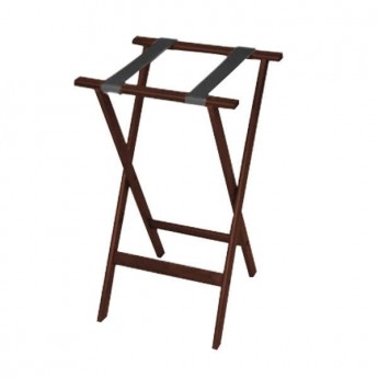 30in Mahogany Wood Tray Stand with Black Straps