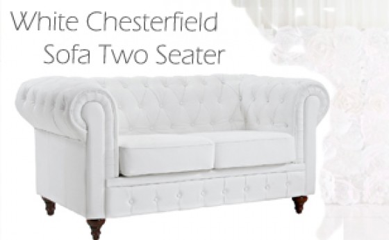WHITE CHESTERFIELD SOFA TWO SEATER