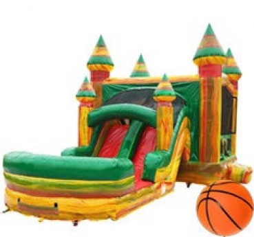 13x31 5 in 1 Marble Jumper with Dual Lane Water Slide