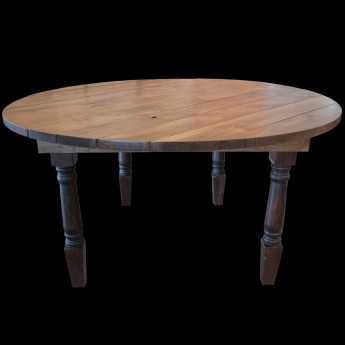Walnut Stained Farm Style Round Table