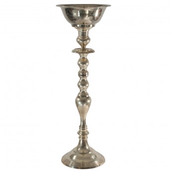 24-inch Silver Plate Candlestick with Floral Bowl