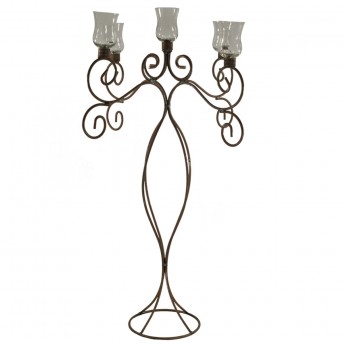 30-inch Wrought Iron 5-light Candelabra with Clear Votives