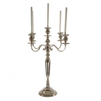 31-inch Silver Plate 5-light Candelabra with Dripless Candles