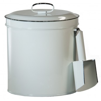 White Metal Ice Bucket with Scoop