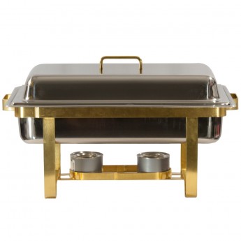 8 quart Stainless with Brass Trim Chafer