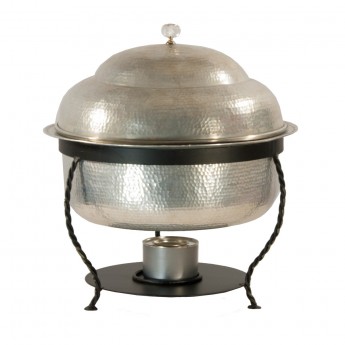 Stainless Hammered Chafer with Wrought Iron Base