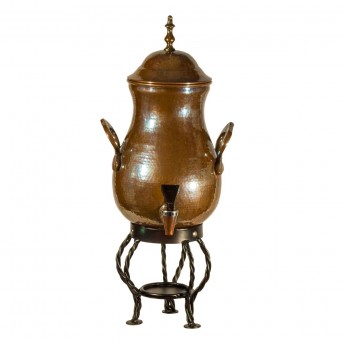 Copper Hammered Coffee Urn with Wrought Iron Base - 22 cups