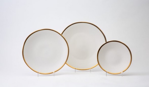 Parma Stoneware, Linen with Gold Band