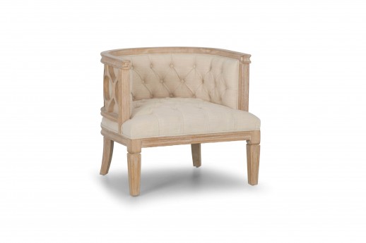 Victoria Lounge Chair, Natural Oak Frame, Ivory Upholstery