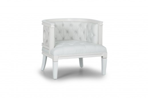 Victoria Lounge Chair, White Frame, White Leather