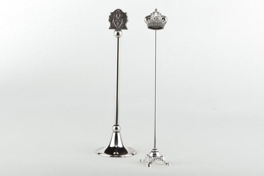 Silver Crown & Nickel Heart Table Number Stands