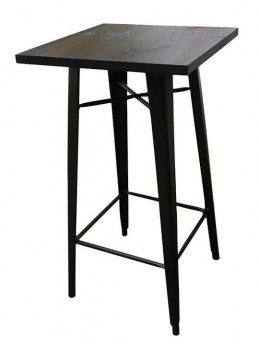 Rustic Wood Top Metal Bar Table