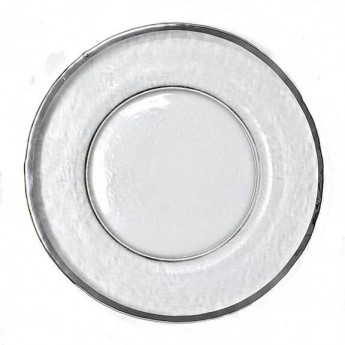 Silver Rim Frosted Glass Charger