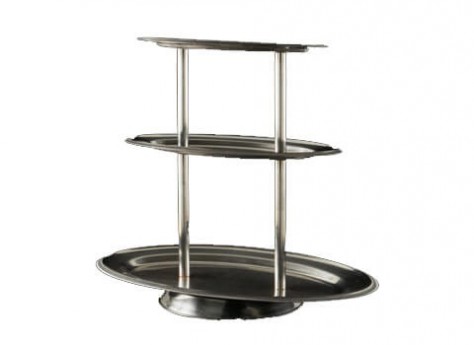 3-Tiered Stainless Oval Tray