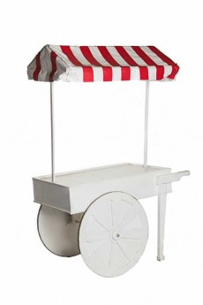 White Cart with Red and White Canopy