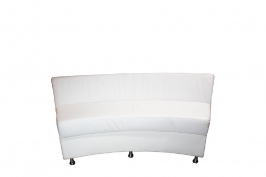 Continental Curved Loveseat - White Leather