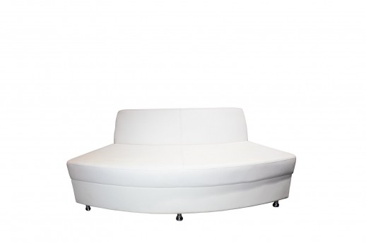 Continental Reversed Curved Loveseat -White Leather