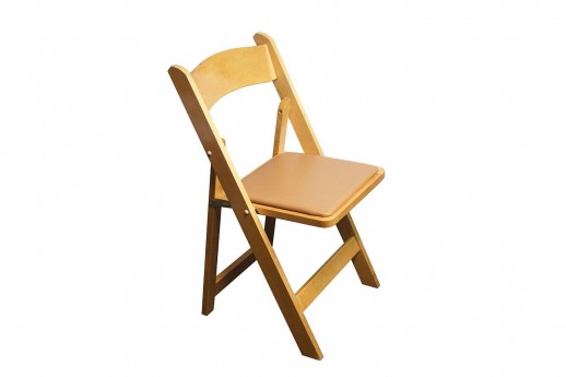 Natural Wood Camel Pad Folding Chair