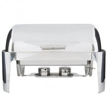 POLISHED S.S. CHAFER - ROLL TOP RECTANGULAR