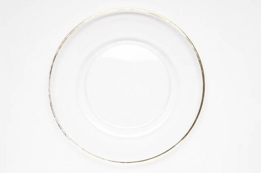 ROUND GOLD RIMMED GLASS CHARGER