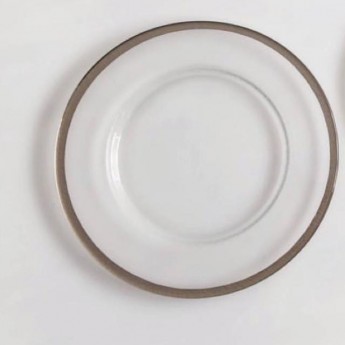 ROUND SILVER RIMMED GLASS CHARGER