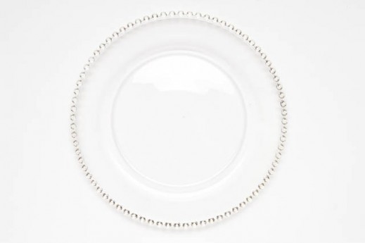 ROUND SILVER BEAD GLASS CHARGER