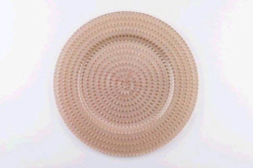 ROUND ROSE GOLD BEADED GLASS CHARGER