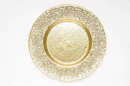 ROUND GOLD/SILVER BAROQUE CHARGER