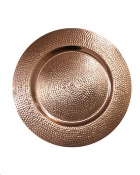 ROUND COPPER HAMMERED METAL CHARGER