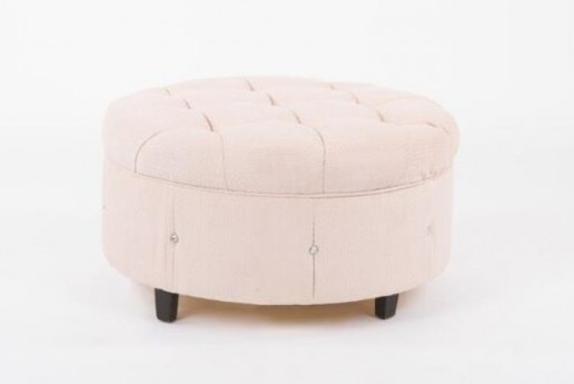 HEATHER PEBBLE TUFTED QUEEN ANNE OTTOMAN
