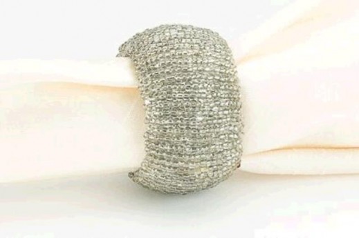 Silver Glass Beaded Napkin Ring