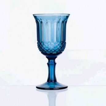 DARK BLUE PRESSED GLASS WINE