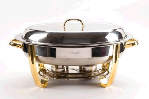 8 QT. S.S. OVAL CHAFER W/BRASS