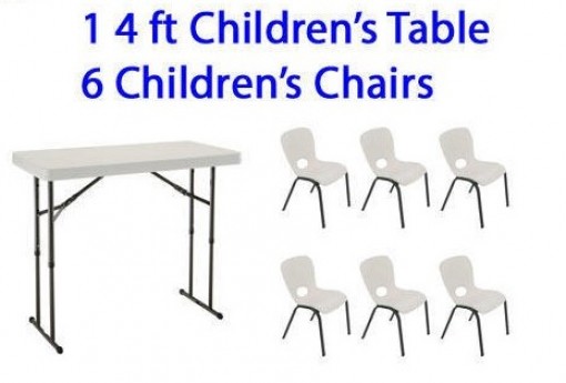 Package: 1 4ft Adjustable Height Table & 6 Childrens Chairs