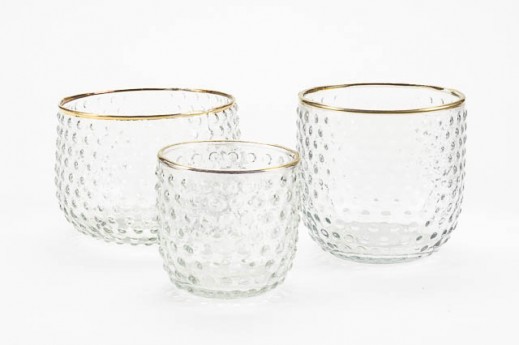 SMALL GOLD RIMMED PEBBLED GLASS VOTIVE